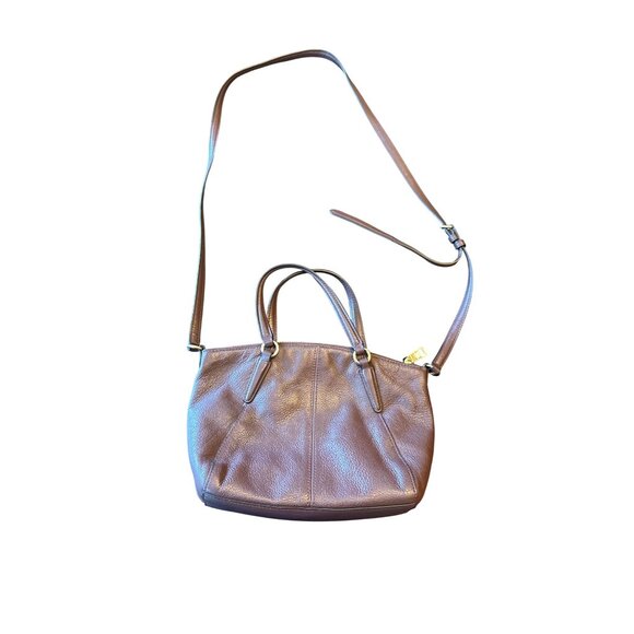 Coach Prairie Satchel Dark Burgundy Pebbled Leather Shoulder Bag Adj Strap - Picture 4 of 7